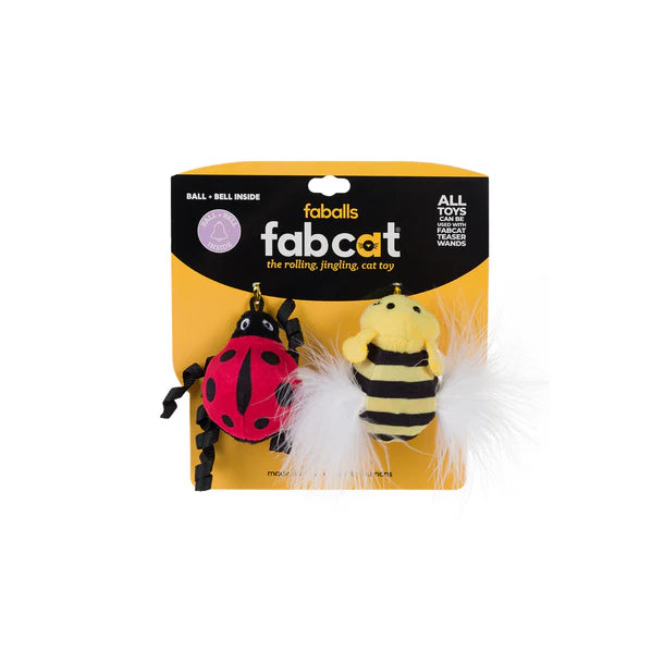 Fabcat- Ladybug/Bumble Bee faball 2-Pack Cat Toy