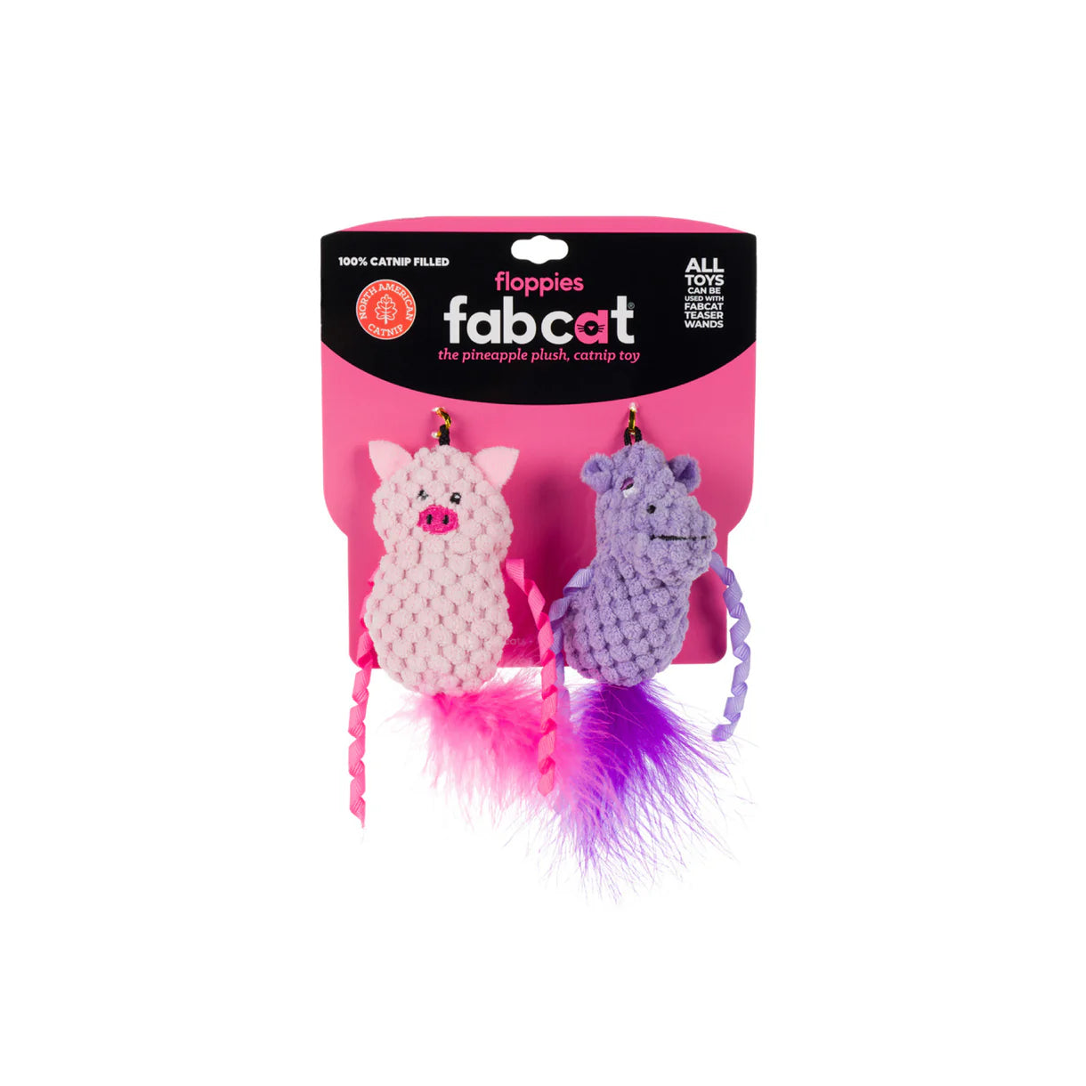 Fabcat - Pig/Hippo Floppy 2-Pack Cat Toy