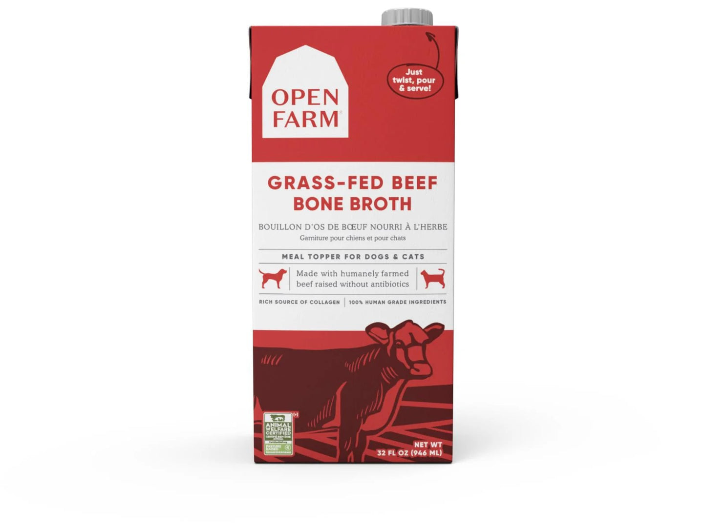 Open Farm Bone Broth Cat and Dog Food Topper - Grass Fed Beef 32oz