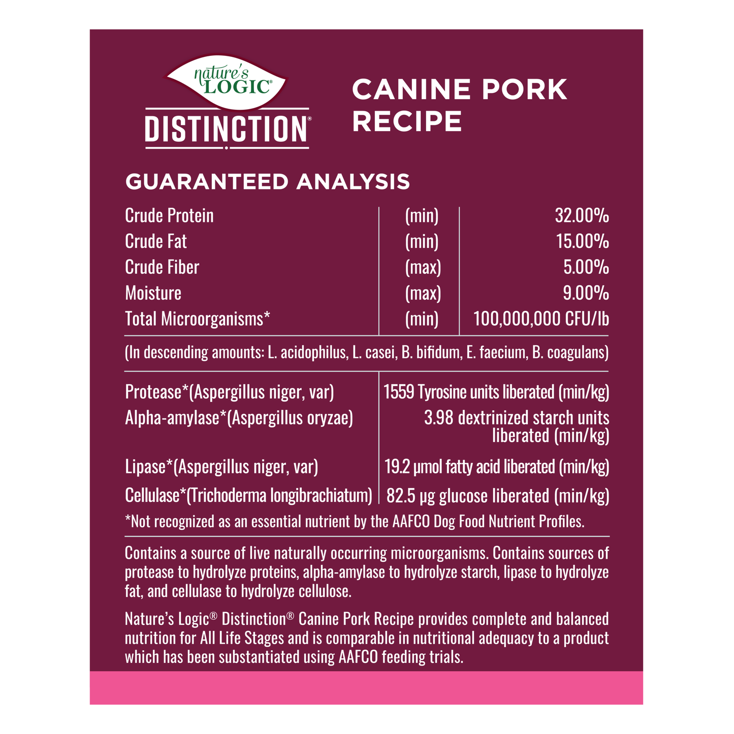 Nature's Logic Distinction Canine Pork Recipe 12LB