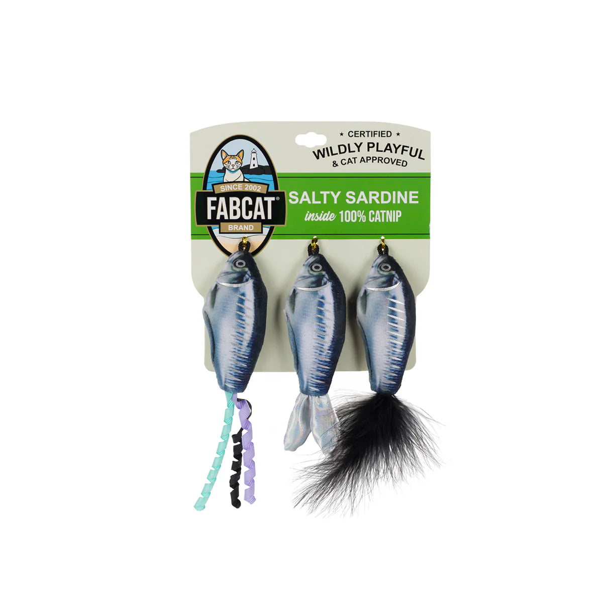 Fabcat- Salty Sardines Foodie 3-Pack Cat Toy