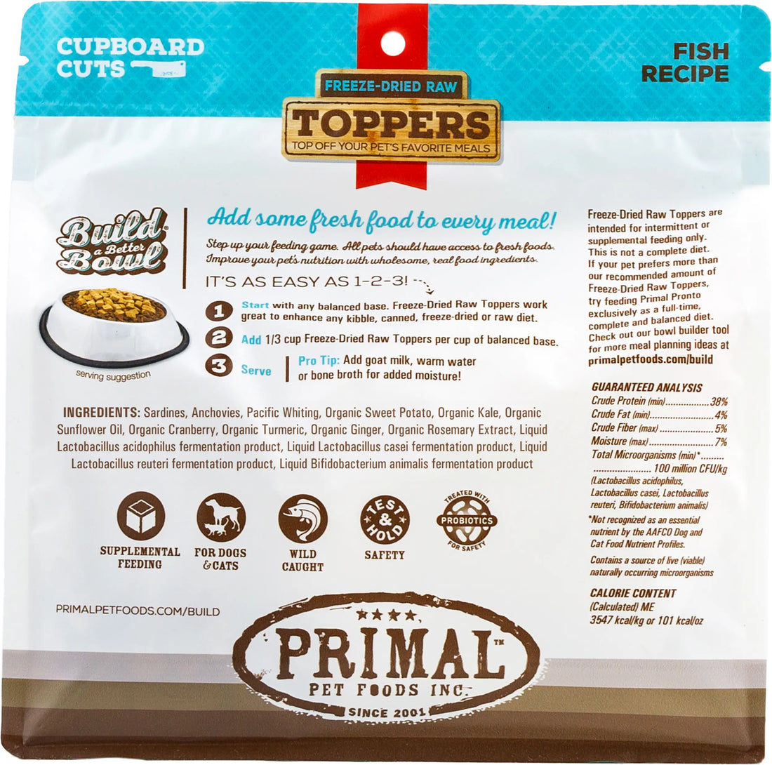 Primal - Cat/Dog Cupboard Cuts Freeze-Dried Raw Food Toppers - Fish Recipe 18oz
