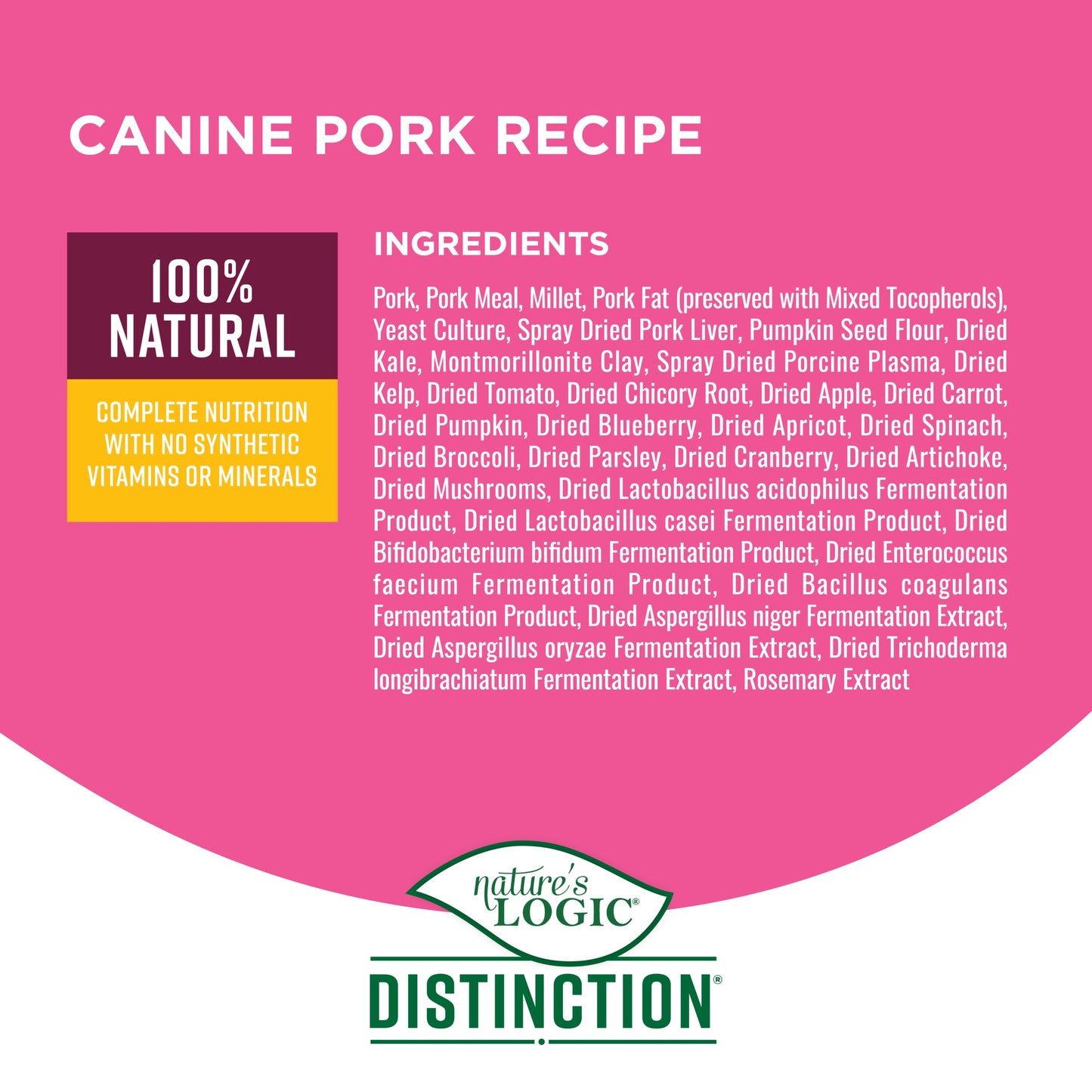Nature's Logic Distinction- Pork Recipe 4.4LB