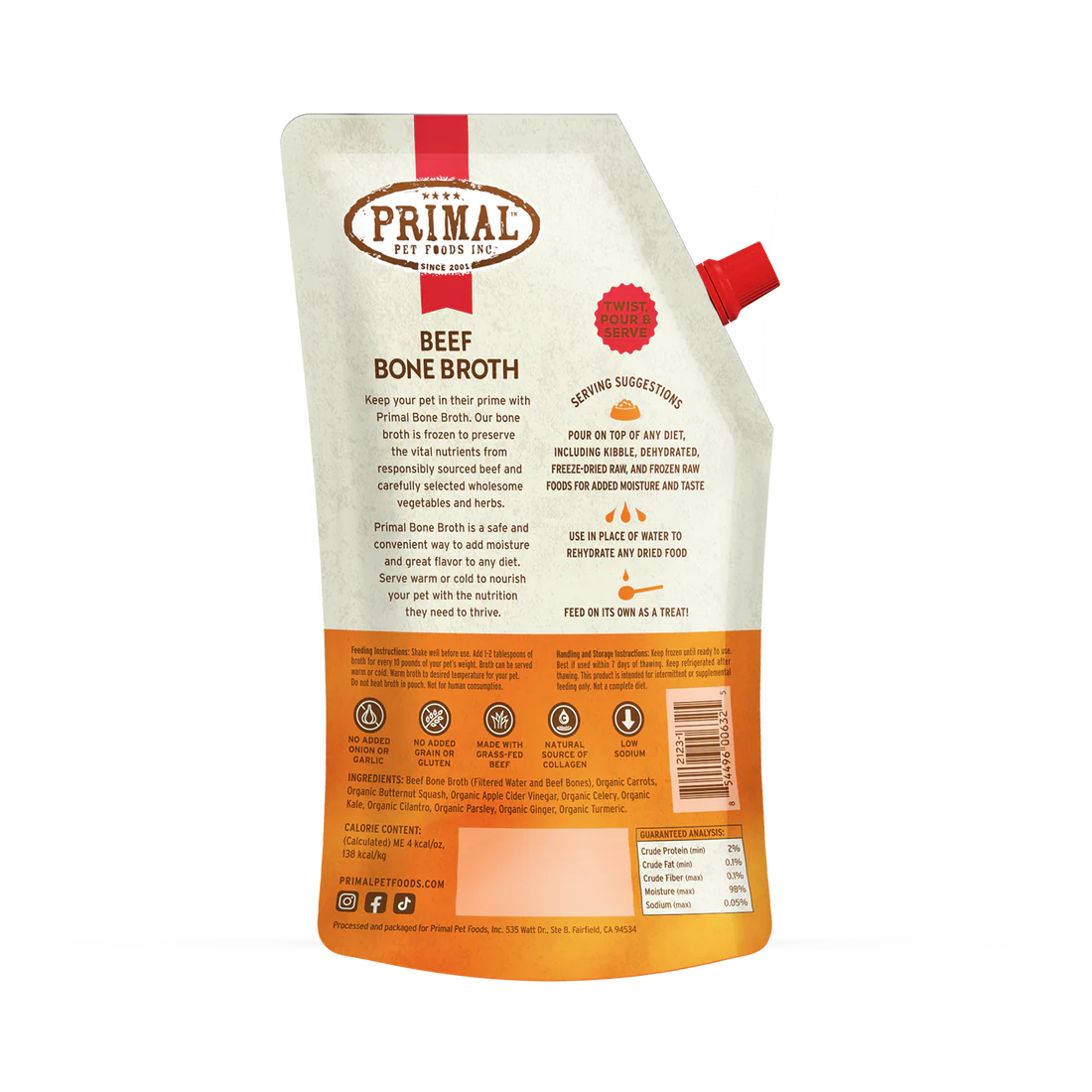 Primal - Dog/Cat Frozen Bone Broth - Beef 20oz