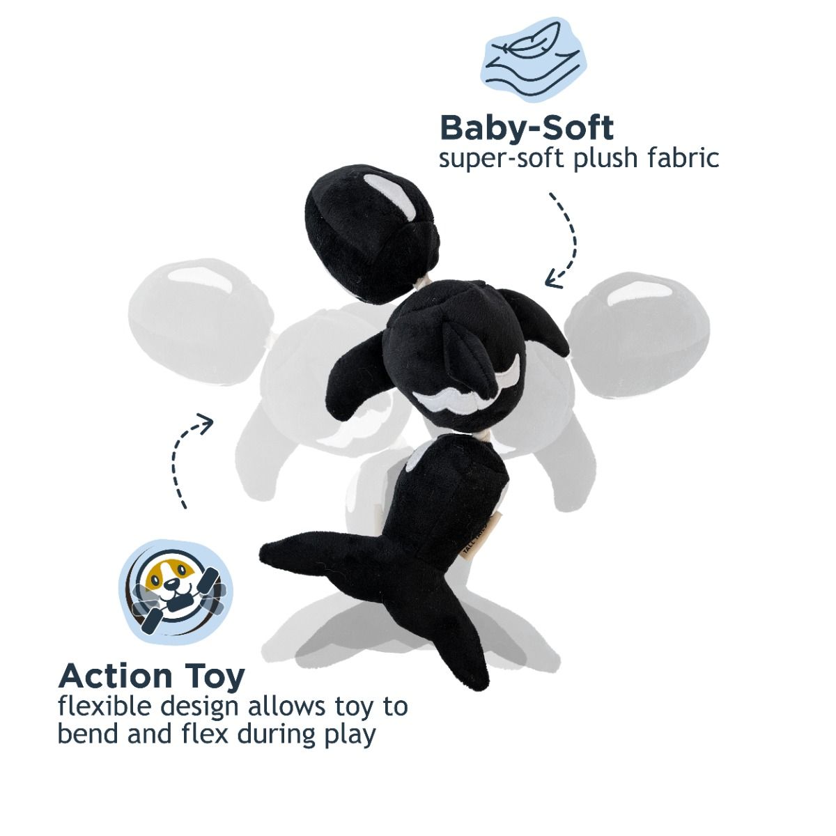 Tall Tails Jointed Orca Shake Play Dog Toy