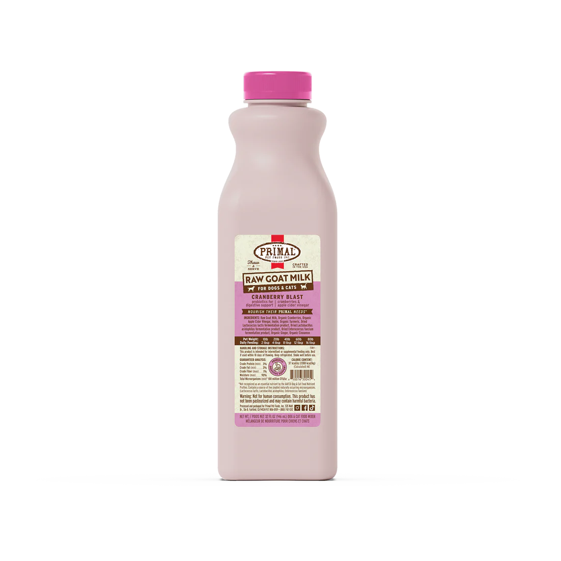 Primal - Dog/Cat Raw Goat Milk - Cranberry Blast - Quart