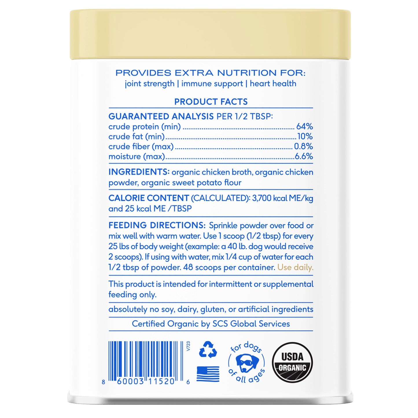 Native Pet - Organic Chicken Bone Broth Powder, Grain-Free Food Topper