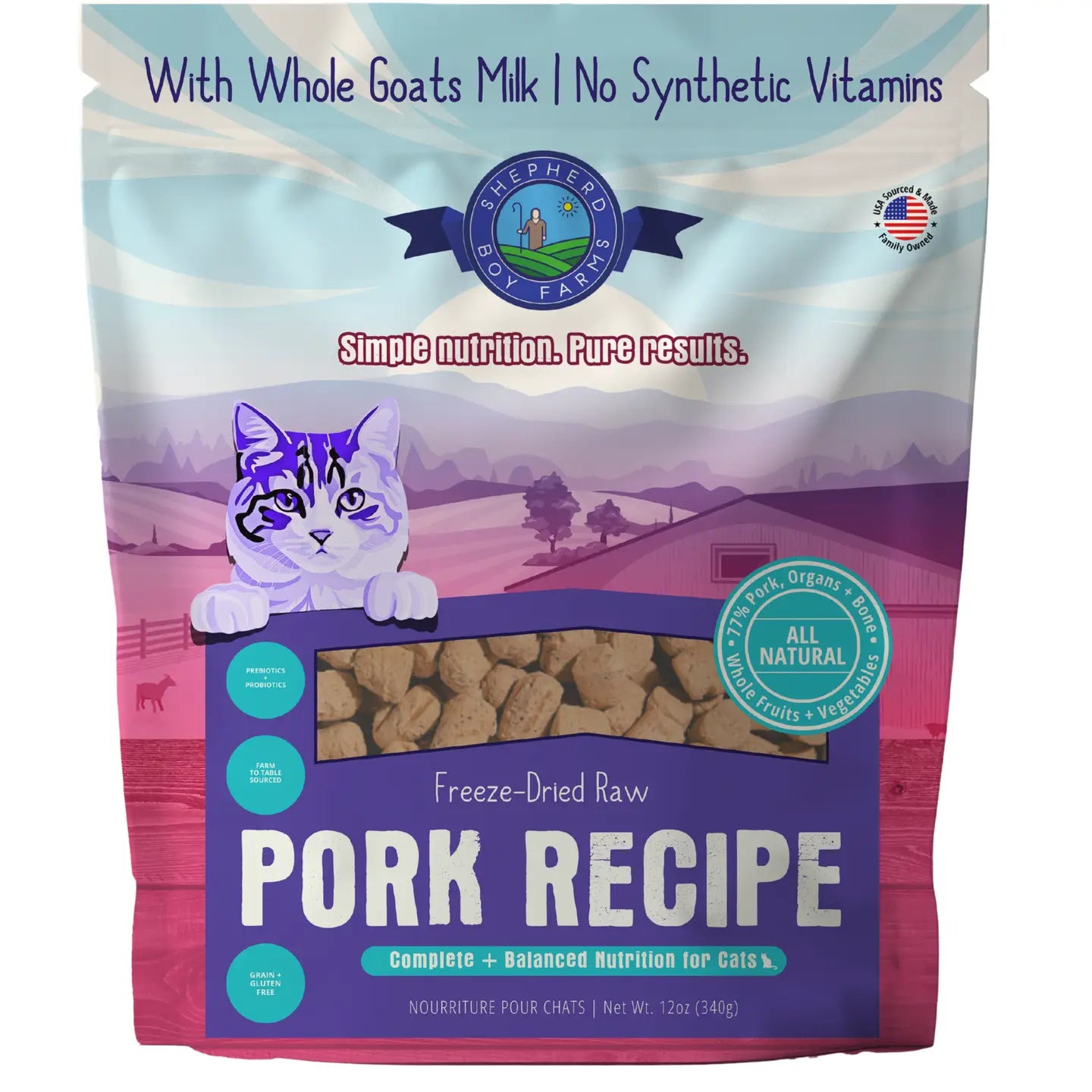 Shepherd Boy Farms - Freeze Dried Pork Recipe For Cats - 12oz