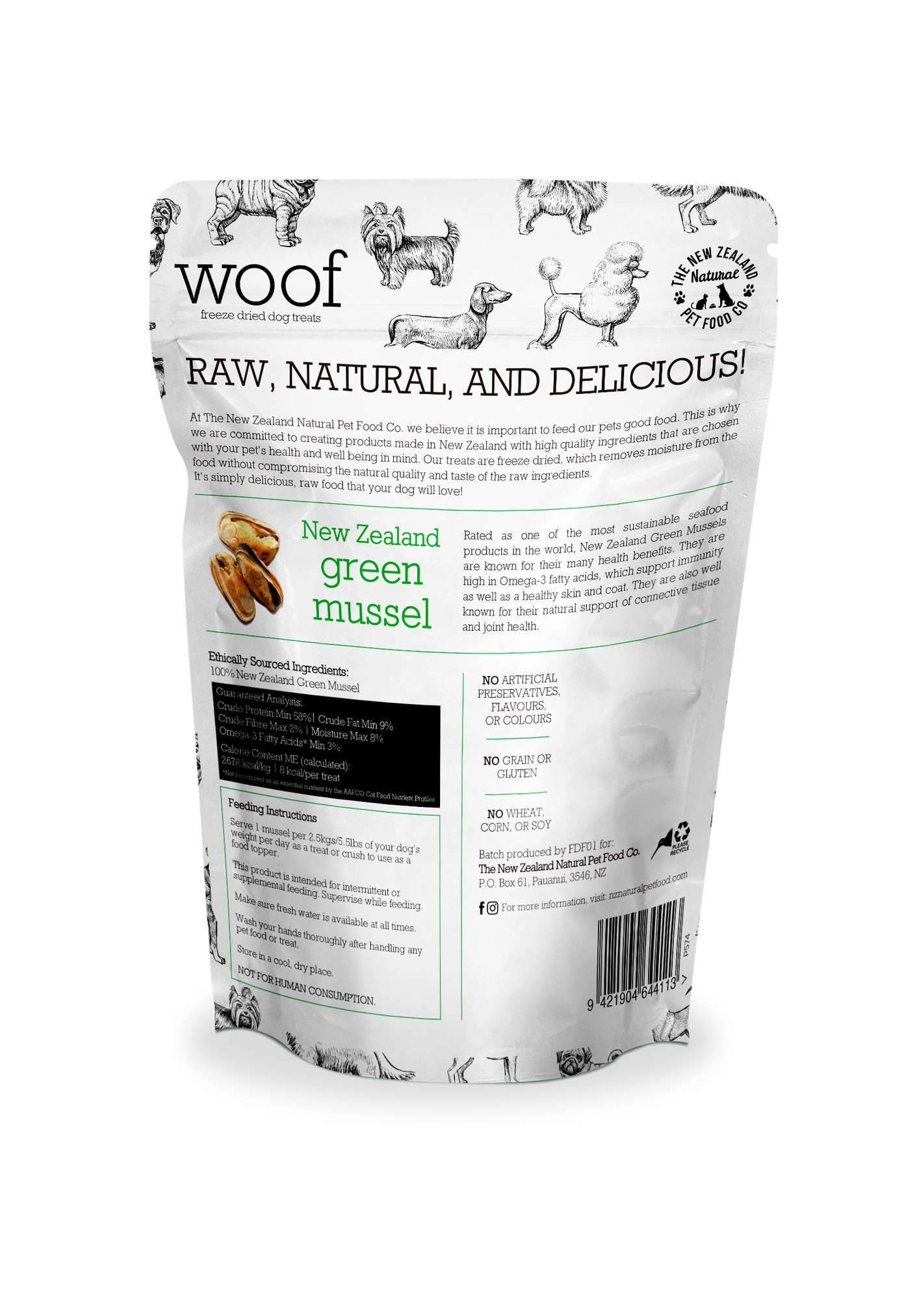 Woof - New Zealand Green Lipped Mussel Dog Treat
