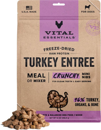 Vital Essentials Freeze-Dried Raw Turkey Entree Crunchy Mini Nibs, 14-oz bag