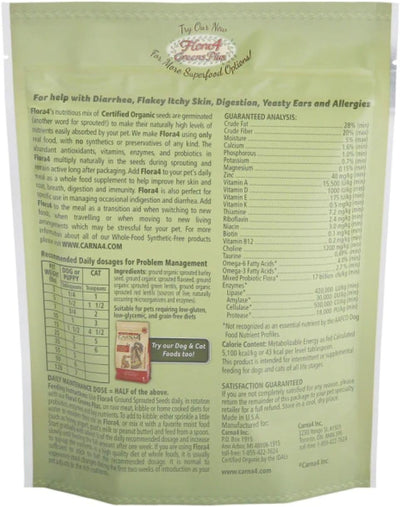 CARNA4 Flora4 Ground Sprouted Seeds Food Topper for Dogs & Cats