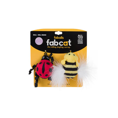 Fabcat- Ladybug/Bumble Bee faball 2-Pack Cat Toy