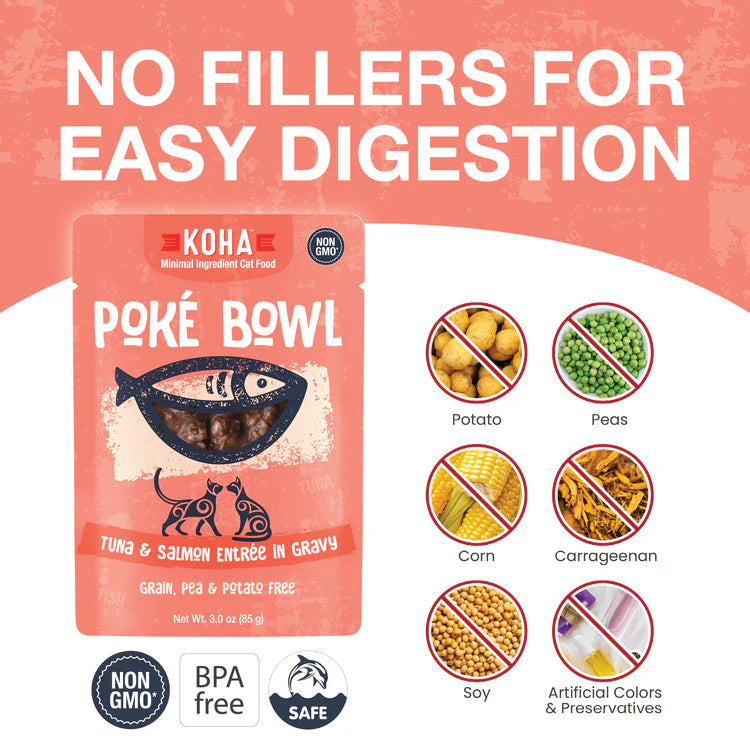 Koha- Poké Bowl Tuna & Salmon Entrée in Gravy for Cats