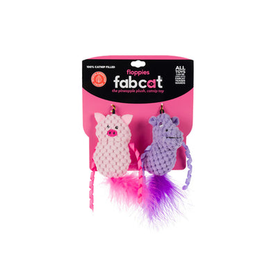 Fabcat - Pig/Hippo Floppy 2-Pack Cat Toy