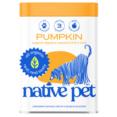 Native Pet - Organic Pumpkin Fiber Powder, Digestive Supplement For Dogs 8oz