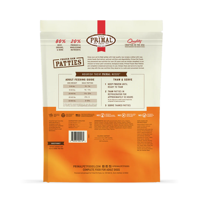 Primal - Dog Frozen Patties Beef Recipe 6lb Bag
