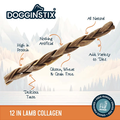 Dogginstix  Braided Lamb Collagen 12"