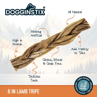 Dogginstix  Braided Lamb Tripe 6"