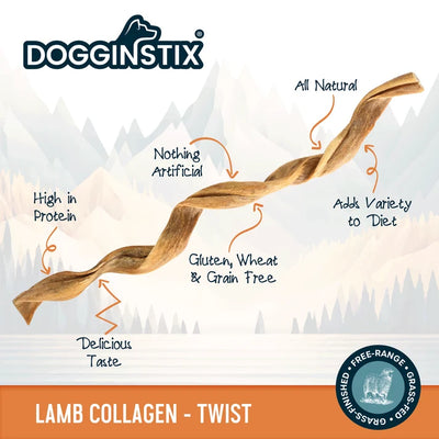 Dogginstix  Lamb Collagen Twist 12"