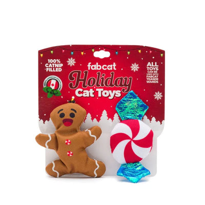 Fabcat- Gingerbread/Peppermint 2-Pack Cat Toy