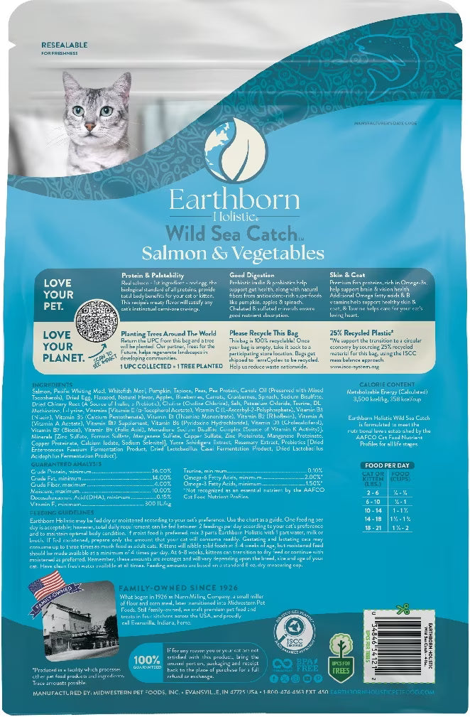 Earthborn Holistic Wild Sea Catch Salmon & Vegetables Grain-Free Dry Cat Food, 4-lb