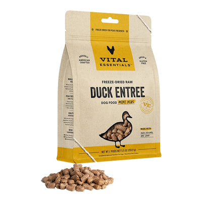Vital Essentials Freeze-Dried Raw Duck Entree & Mixer Dog Food Crunchy Mini Nibs, 5.5-oz bag