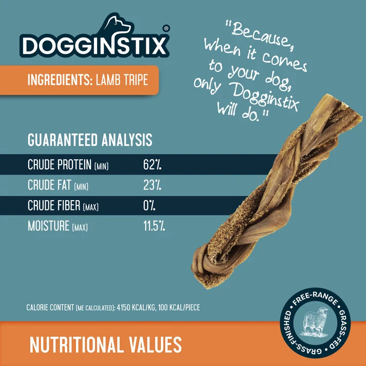 Dogginstix  Braided Lamb Tripe 6"