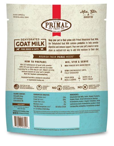 Primal - Dehydrated Goat Milk For Dogs & Cats 5.2oz