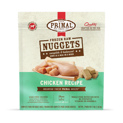 Primal - Dog Frozen Nuggets Chicken Recipe 3lb Bag