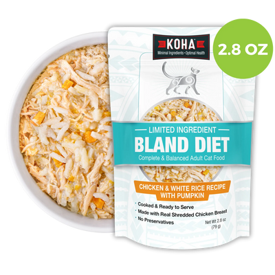 Koha Limited Ingredient Bland Diet Wet Food Chicken & Rice Recipe for Cats - 2.8oz Pouch