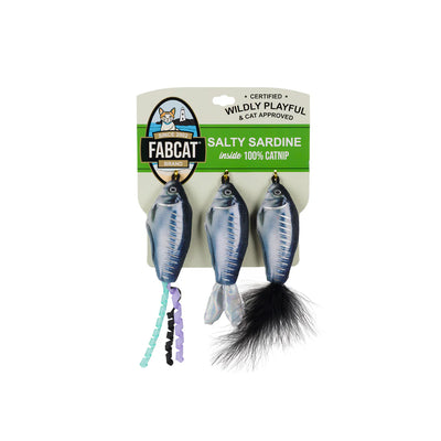 Fabcat- Salty Sardines Foodie 3-Pack Cat Toy