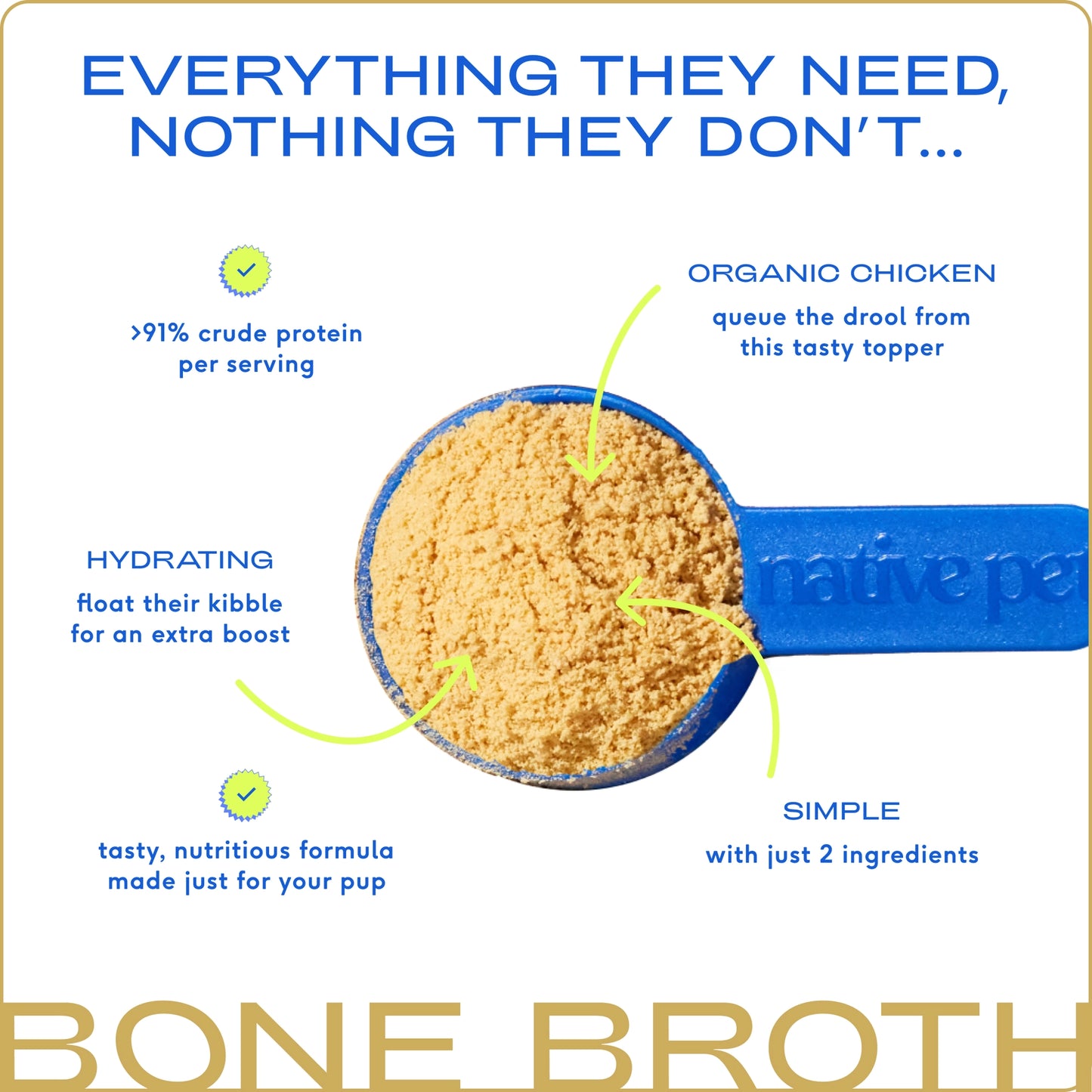Native Pet - Organic Chicken Bone Broth Powder, Grain-Free Food Topper