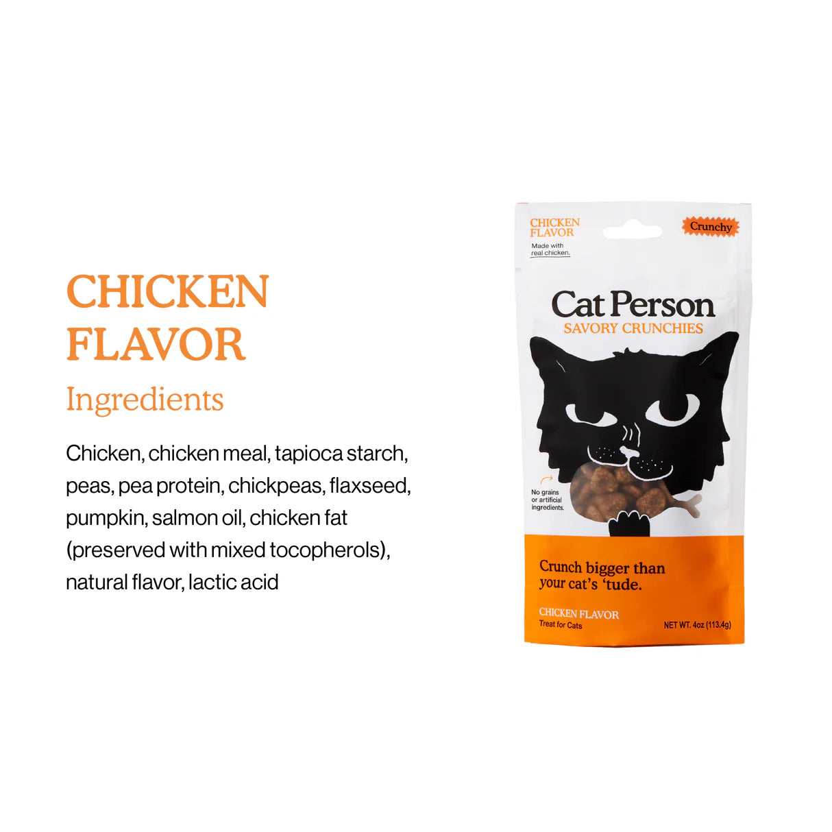Cat Person - Chicken Savory Crunchies Cat Treats - 4oz Bag