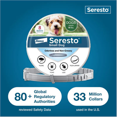 Seresto Flea & Tick Collar for Dogs, up to 18-lbs, 1 Collar (8-mos. supply)
