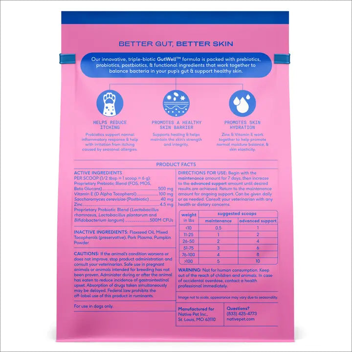Native Pet Gutwell Itchy Skin, Anti Itch Supplement For Dogs