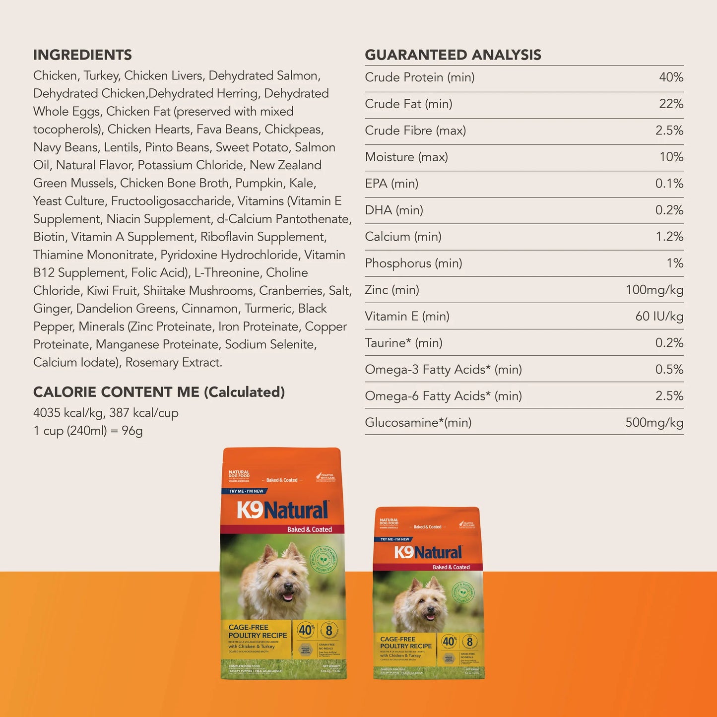 K9 Natural Baked & Coated Cage-Free Poultry Recipe, 3.5-lb