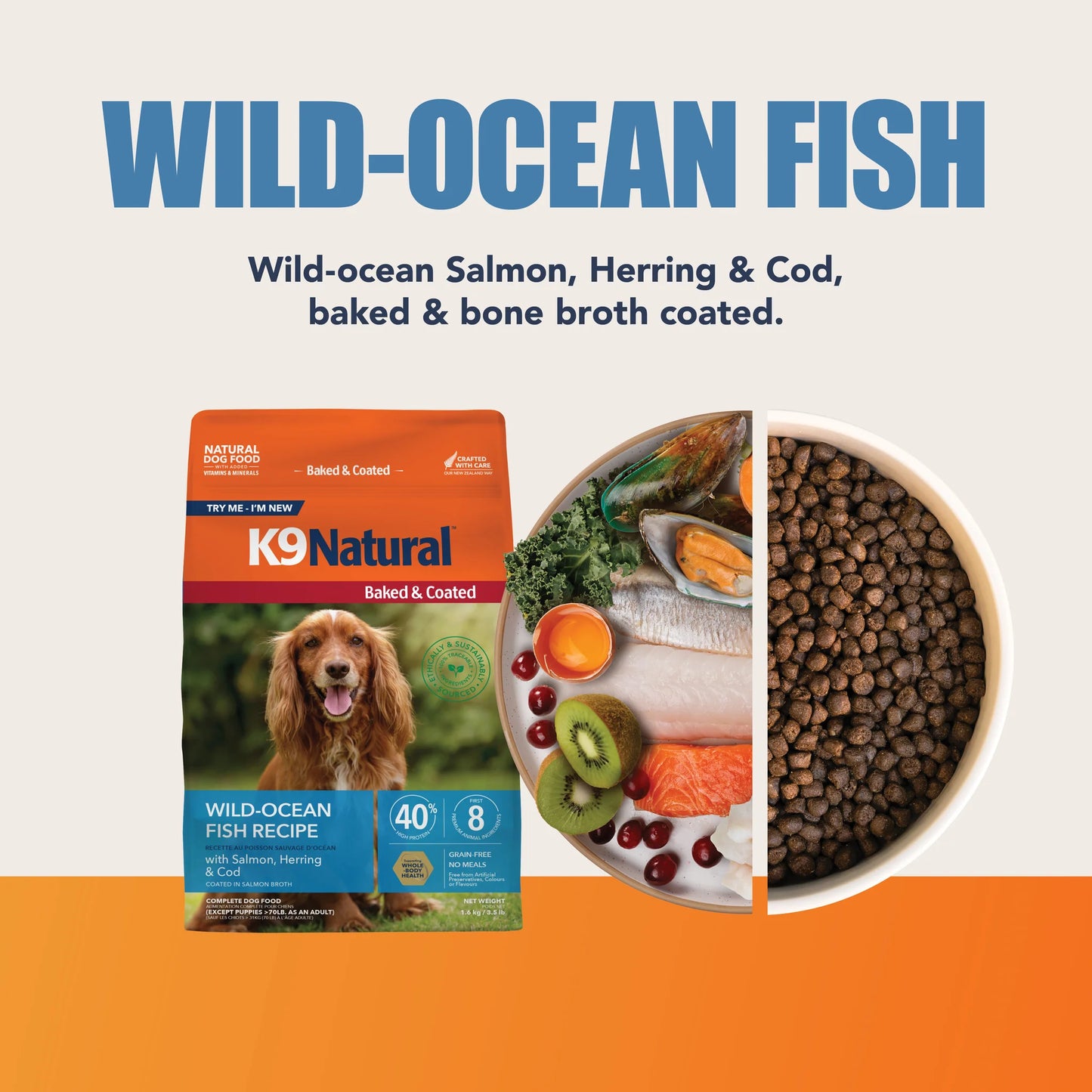 K9 Natural Baked & Coated Wild-Ocean Fish Recipe, 3.5-lb