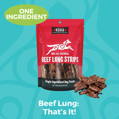 Koha- Beef Lung Strips All Natural Treats 3.25oz