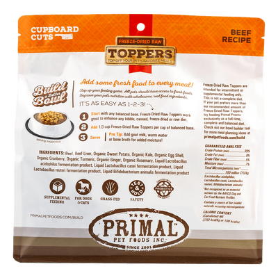 Primal - Cat/Dog Cupboard Cuts Freeze-Dried Raw Food Toppers - Beef Recipe 3.5oz