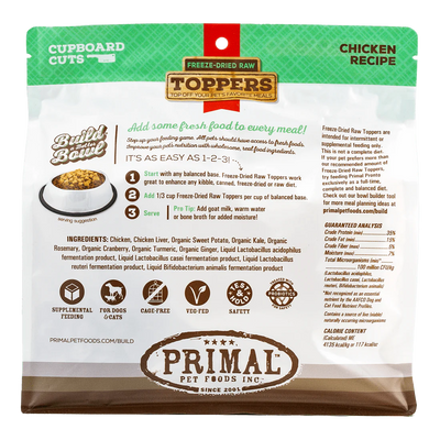 Primal - Cat/Dog Cupboard Cuts Freeze-Dried Raw Food Toppers - Chicken Recipe 18oz