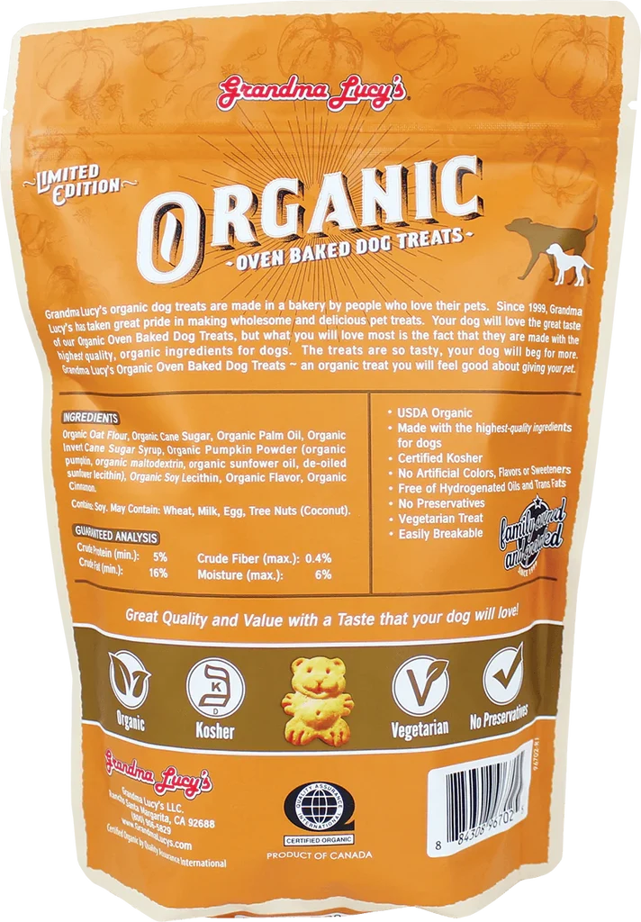 Grandma Lucy's Organic Oven Baked Pumpkin Pie Dog Treats (8oz)