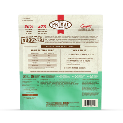 Primal - Dog Frozen Nuggets Chicken Recipe 3lb Bag