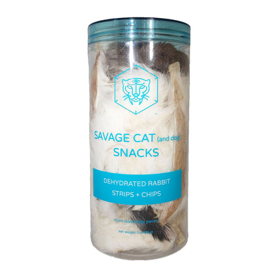 Savage Cat Dog & Cat Dehydrated Rabbit Strips & Chips- 3oz