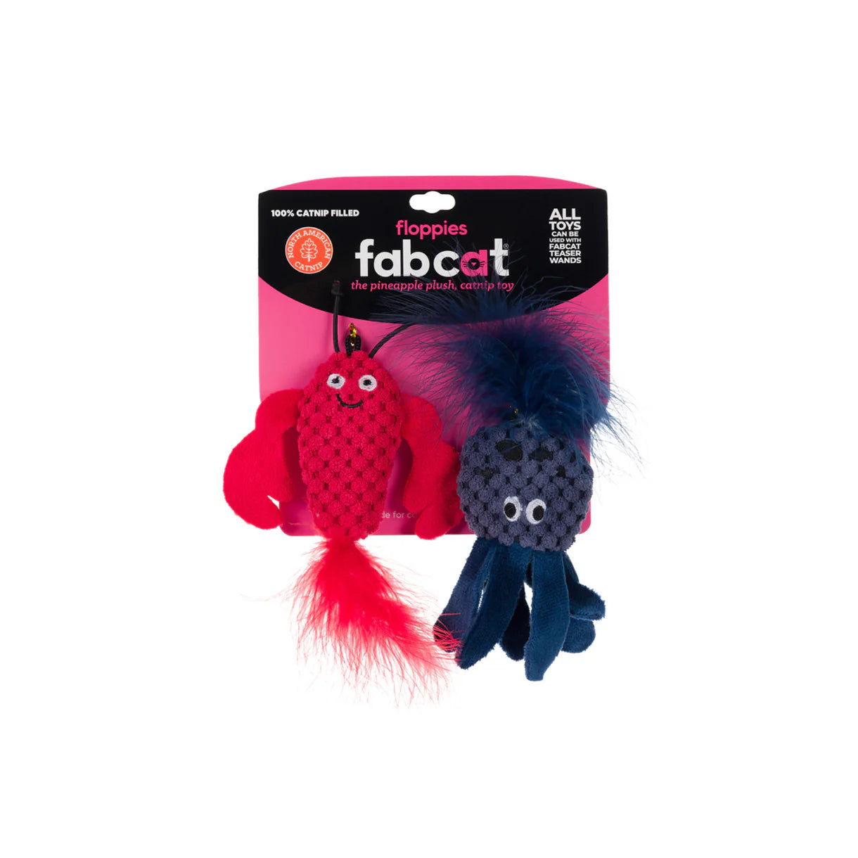 Fabcat - Lobster/Octopus Floppy 2-Pack Cat Toy