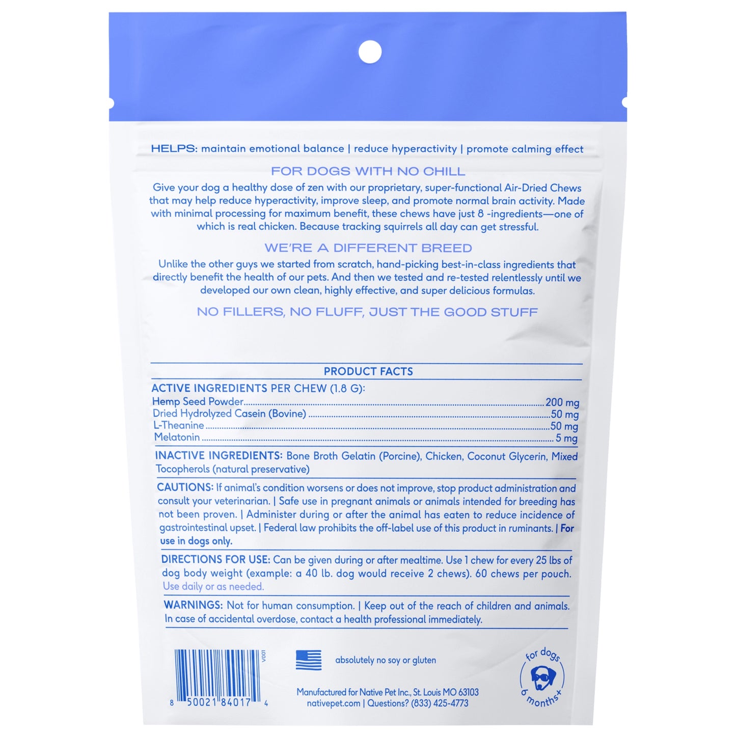 Native Pet - Calm Chews Anxiety & Calming Supplement For Dogs 30ct