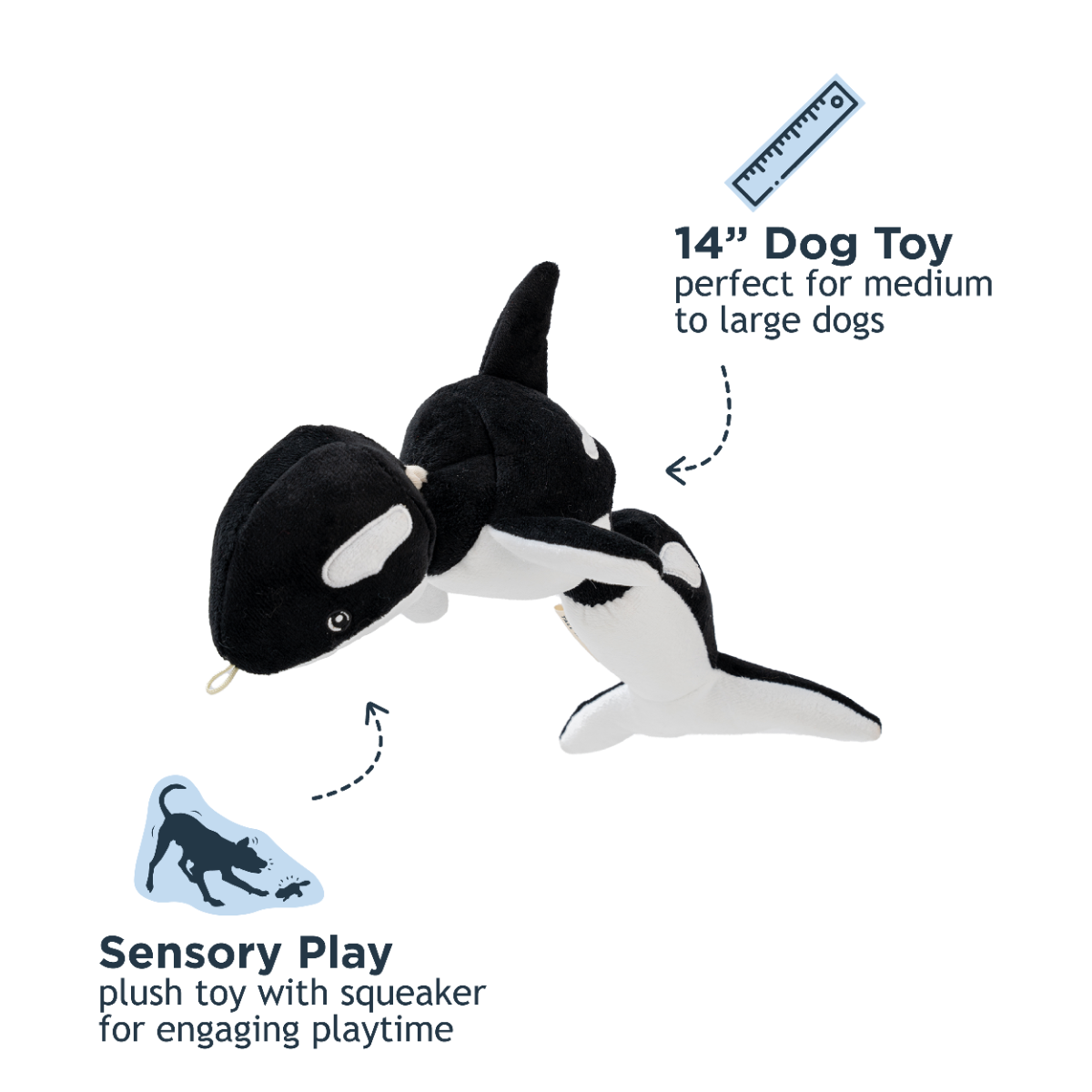 Tall Tails Jointed Orca Shake Play Dog Toy