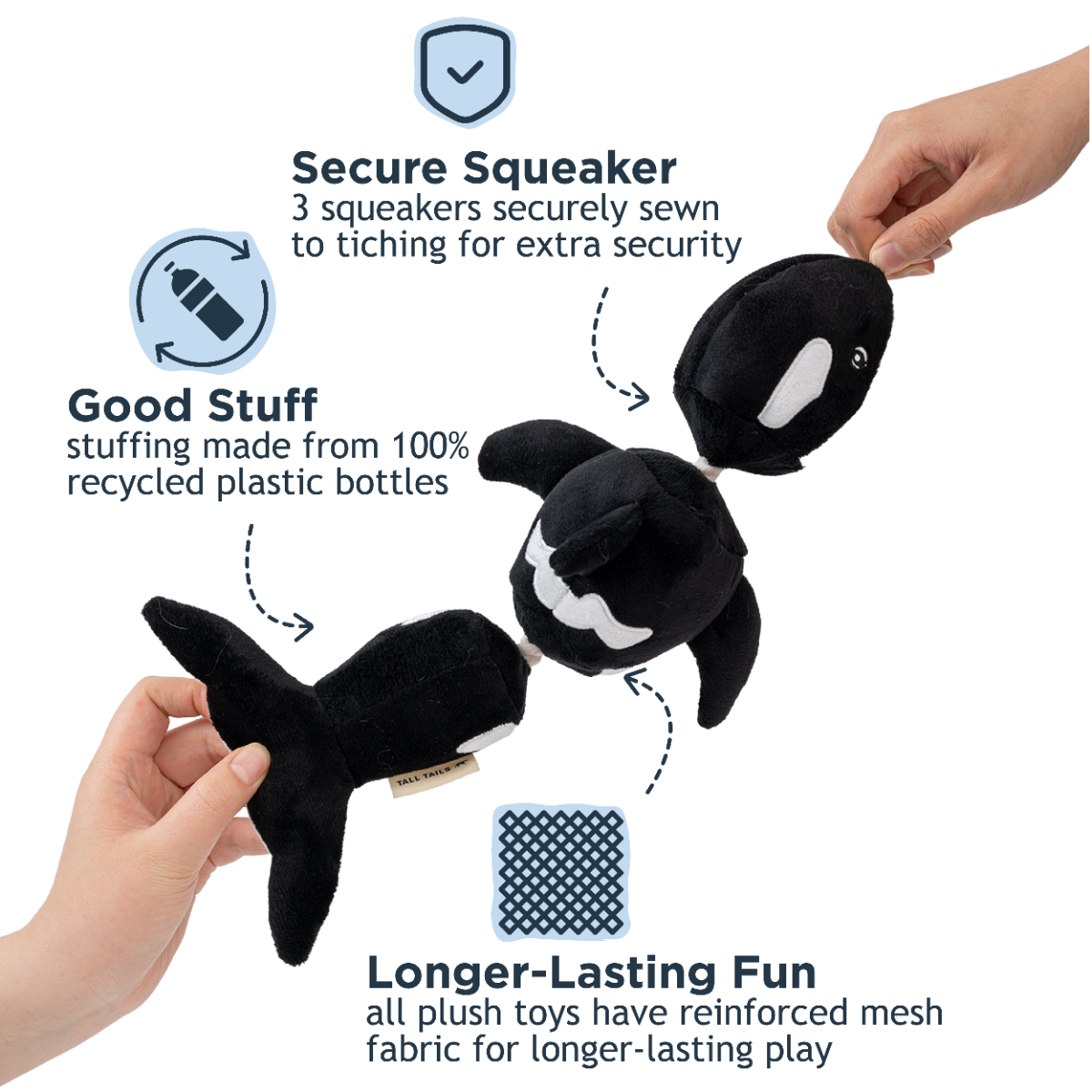 Tall Tails Jointed Orca Shake Play Dog Toy