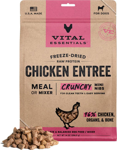 Vital Essentials Freeze-Dried Raw Chicken Entree Dog Food Crunchy Mini Nibs, 14-oz bag
