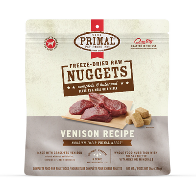 Primal - Dog Freeze Dried Raw Nuggets Venison Recipe 14oz Bag