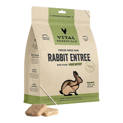 Vital Essentials Rabbit Mini Patties Entree Freeze-Dried Raw Dog Food, 14-oz bag